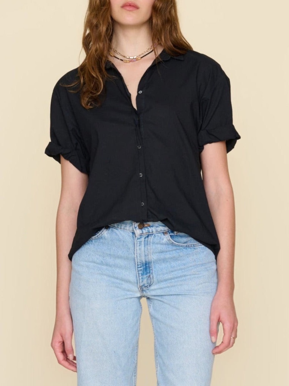 Xirena Black 100% Cotton Channing Button Down Shirt XS Minimalist Quiet Luxury